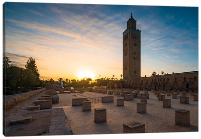 Sunrise At The Mosque, Morocco Canvas Art Print - Islamic Art