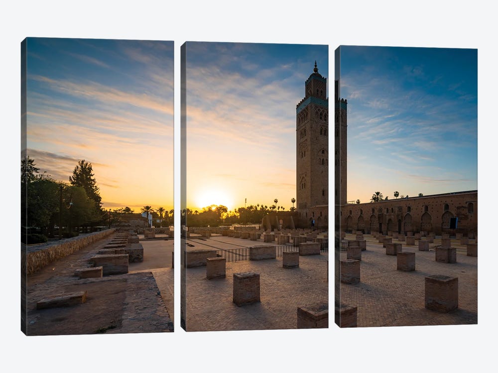 Sunrise At The Mosque, Morocco by Matteo Colombo 3-piece Canvas Art