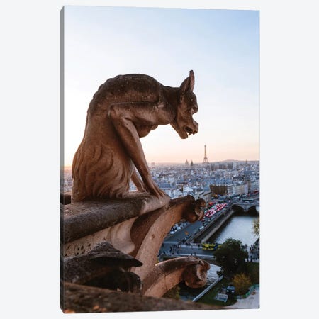 Gargoyle On Notre Dame Cathedral, Paris Canvas Print #TEO132} by Matteo Colombo Canvas Art