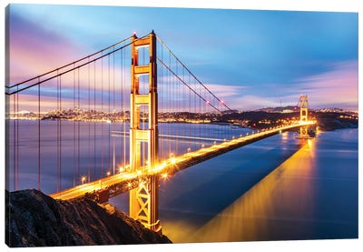Golden Gate Bridge At Dawn, San Francisco Canvas Art Print - Matteo Colombo