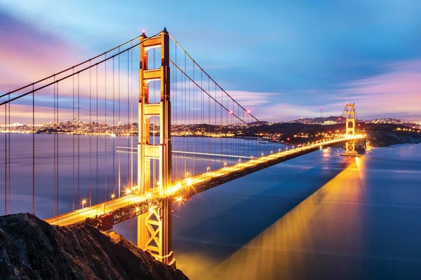Golden Gate Bridge: Golden Gate Bridge At Dawn, San Francisco by Matteo Colombo