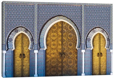 Golden Doors, Morocco Canvas Art Print - Moroccan Patterns