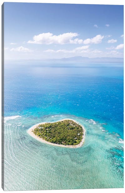 Heart Shaped Island, Mamanucas, Fiji II Canvas Art Print - Aerial Beaches 