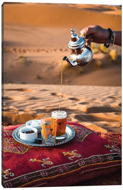Tea In The Desert, Morocco Canvas Art Print - Desert Landscape Photography