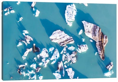 Icebergs From The Air, Iceland Canvas Art Print - Glacier & Iceberg Art