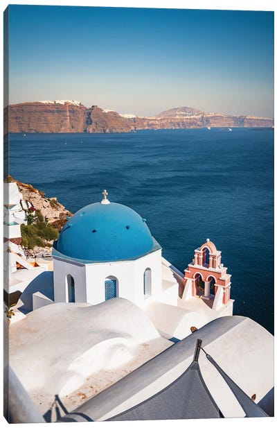 Summer In Santorini Canvas Art Print - Famous Places of Worship