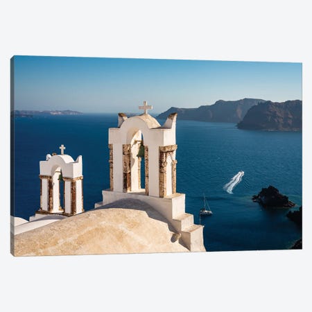 Bell Tower And Blue Sea, Santorini Canvas Print #TEO1381} by Matteo Colombo Canvas Artwork