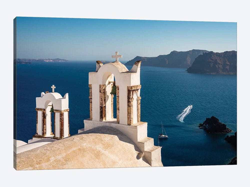 Bell Tower And Blue Sea, Santorini by Matteo Colombo 1-piece Canvas Art