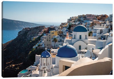 Hot Summer In Santorini, Greece Canvas Art Print - Famous Places of Worship
