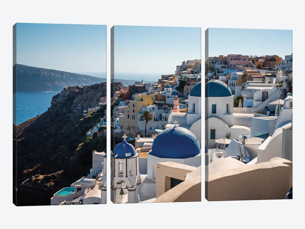 Hot Summer In Santorini, Greece by Matteo Colombo 3-piece Canvas Print