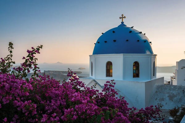 Domes: Blue Church Sunset, Santorini II by Matteo Colombo