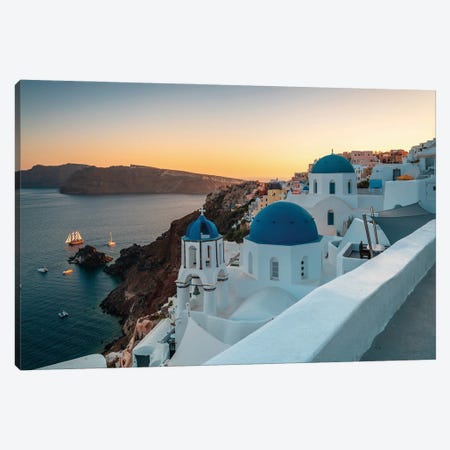 Colorful Sunset In Oia, Santorini Canvas Print #TEO1407} by Matteo Colombo Canvas Art