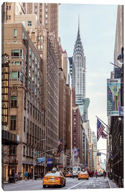 Lexington Avenue And Chrysler Building, New York Canvas Art Print - Cars By Brand