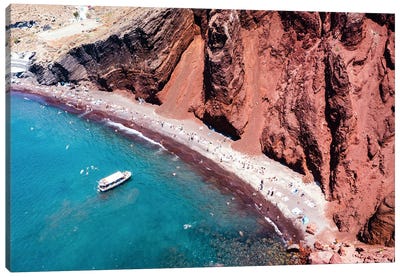Red Beach, Santorini Canvas Art Print - Aerial Photography