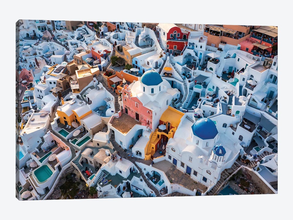 Aerial View Over Oia, Santorini by Matteo Colombo 1-piece Canvas Wall Art