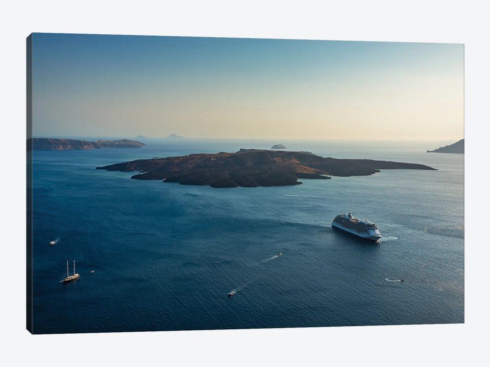 Volcano And Cruise Ship, Santorini by Matteo Colombo 1-piece Canvas Print