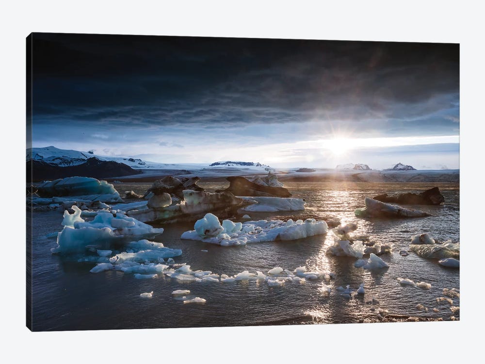 Midnight Sun On The Glacial Lagoon, Iceland by Matteo Colombo 1-piece Canvas Wall Art