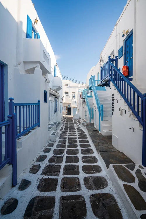 Blue Alley In Mykonos, Greece