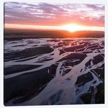 Midnight Sun On The River, Iceland Canvas Print #TEO142} by Matteo Colombo Art Print