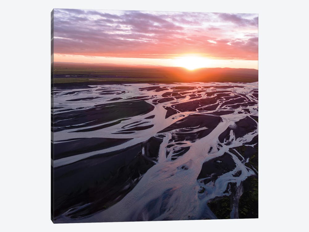 Midnight Sun On The River, Iceland by Matteo Colombo 1-piece Canvas Print