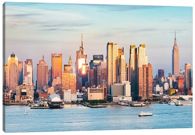 Midtown Manhattan Skyline At Sunset, New York Canvas Art Print - Nautical Scenic Photography