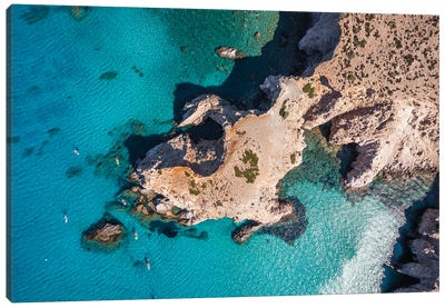 Coastline And Blue Sea, Milos, Greece Canvas Art Print - Aerial Beaches 