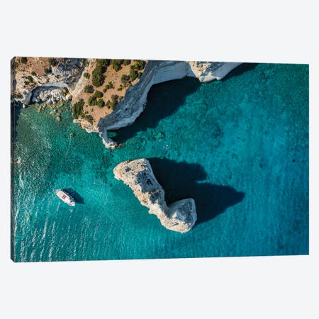 Blue Sea And Cliffs, Milos, Greece Canvas Print #TEO1447} by Matteo Colombo Canvas Artwork