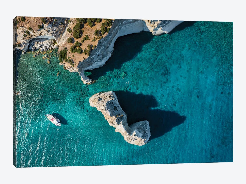 Blue Sea And Cliffs, Milos, Greece by Matteo Colombo 1-piece Canvas Print