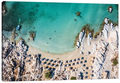 Beach And Sea, Paros, Greece Canvas Art Print - Aerial Photography