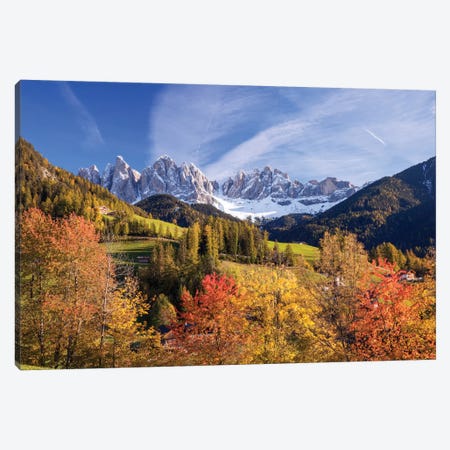Autumn Landscape I, Odle/Geisler Group, Dolomites, Val di Funes, South Tyrol Province, Italy Canvas Print #TEO14} by Matteo Colombo Canvas Artwork