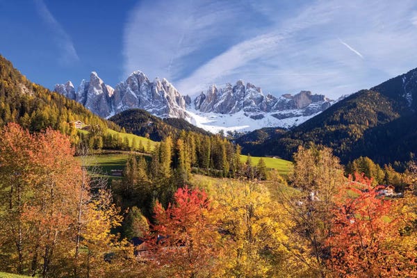 Matteo Colombo: Autumn Landscape I, Odle/Geisler Group, Dolomites, Val di Funes, South Tyrol Province, Italy by Matteo Colombo