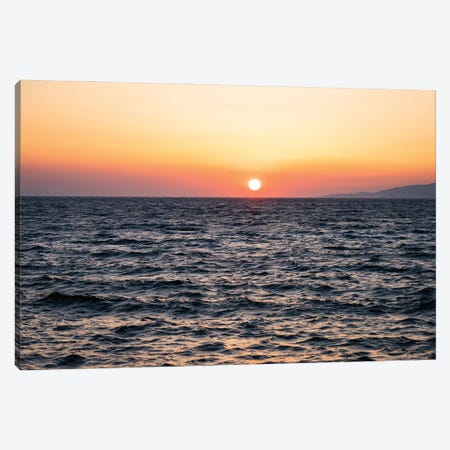 Sunset On The Sea, Greece Canvas Print #TEO1502} by Matteo Colombo Canvas Artwork