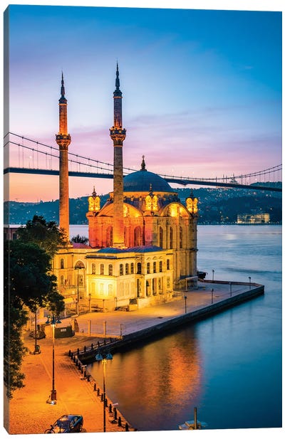 Ortakoy Mosque On The Bosphorus, Istanbul Ii Canvas Art Print - Turkey Art