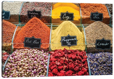 Spices At The Bazaar, Istanbul Canvas Art Print - Turkey Art