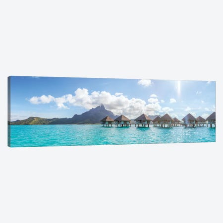Panoramic Of Bungalows In Bora Bora Canvas Print #TEO152} by Matteo Colombo Canvas Wall Art