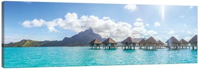 Panoramic Of Bungalows In Bora Bora Canvas Art Print - Best Selling Photography
