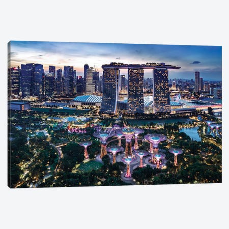 Singapore At Night Canvas Print #TEO1530} by Matteo Colombo Canvas Print