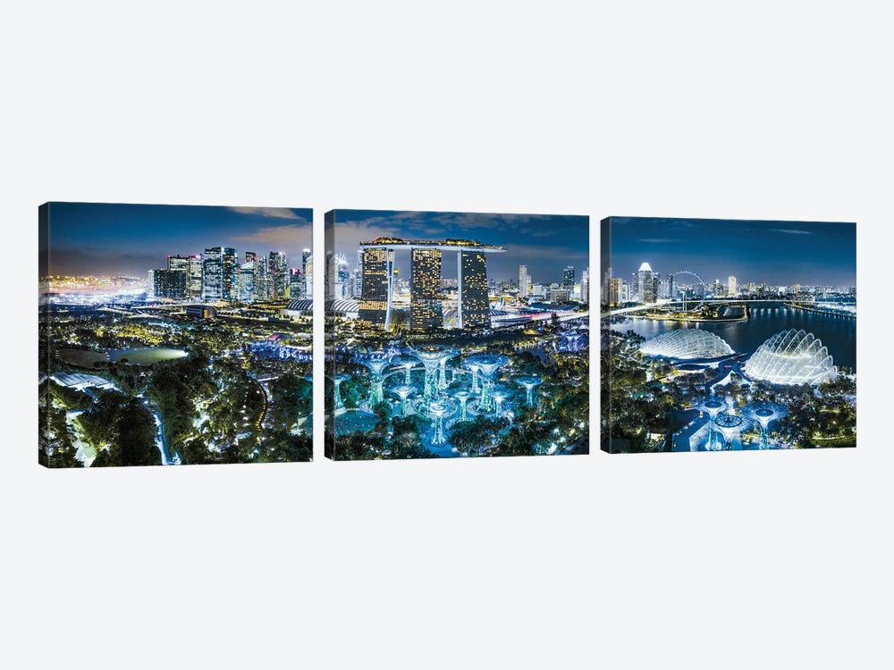 Singapore Skyline Panorama by Matteo Colombo 3-piece Art Print
