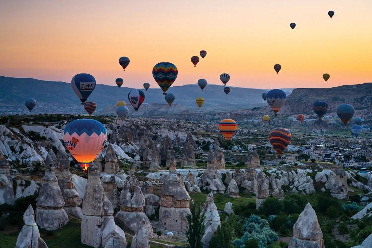 Balloons At Sunrise In Cappadocia, Turkey by Matteo Colombo wall art