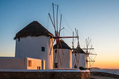 Sunset On The Windmills, Mykonos, Greece by Matteo Colombo framed canvas print