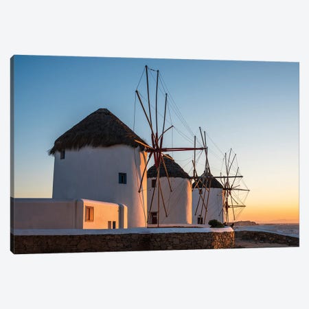 Sunset On The Windmills, Mykonos, Greece Canvas Print #TEO1538} by Matteo Colombo Art Print