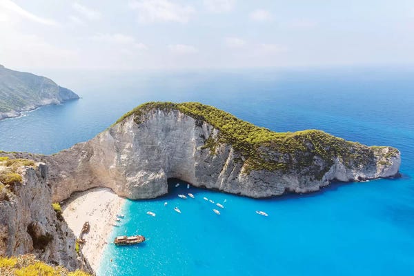 Tropical Beaches: Panoramic Of Shipwreck Beach, Zakynthos, Greece by Matteo Colombo