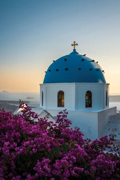 Famous Places Of Worship: Santorini Church At Sunset by Matteo Colombo