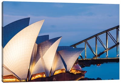 Sydney Opera House At Night Canvas Art Print - Famous Bridges