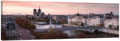 Panoramic Sunset Over The River Seine, Paris Canvas Art Print - Paris Photography