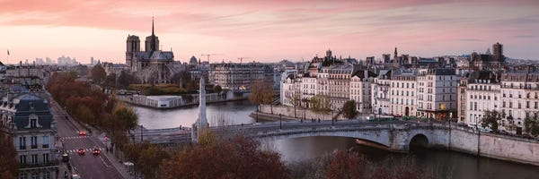 Urban: Panoramic Sunset Over The River Seine, Paris by Matteo Colombo