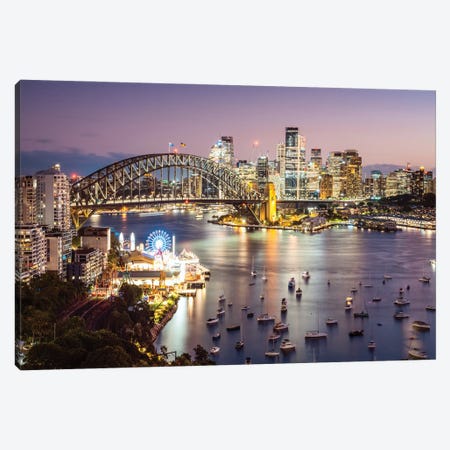 Sydney Harbour At Night Canvas Print #TEO1550} by Matteo Colombo Canvas Print