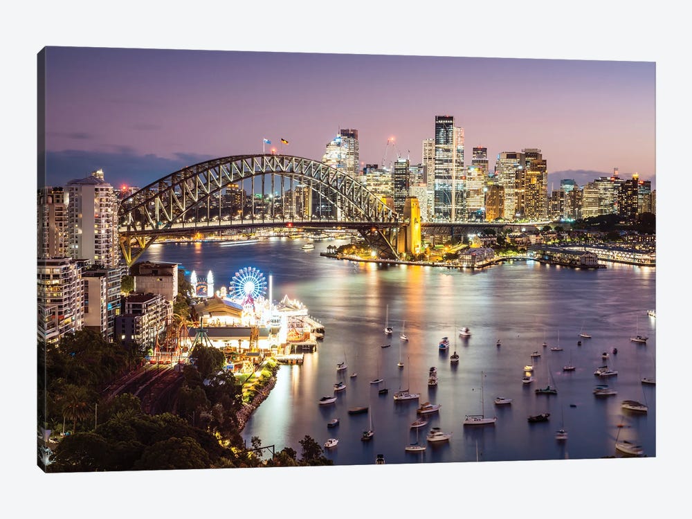 Sydney Harbour At Night by Matteo Colombo 1-piece Canvas Artwork