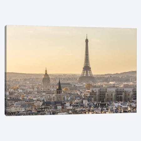 Paris And Eiffel Tower At Sunset, France II Canvas Print #TEO156} by Matteo Colombo Canvas Print