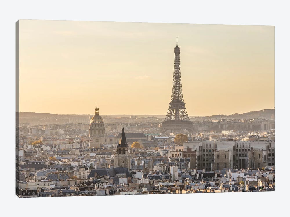 Paris And Eiffel Tower At Sunset, France II by Matteo Colombo 1-piece Canvas Art